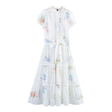 KYLETHOMASW  -  European and American style new elegant dress floral print hollow design large swing skirt