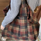 KYLETHOMASW  -  Contrast Color Plaid Preppy Casual Women's Handbags Grunge All Match High-capacity Shoulder Underarm Bag Y2k Aesthetic Tote Bags