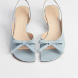 KYLETHOMASW  -  Light Blue Satin Bow Tie Slip-On Stilettos Sandals Woman Summer Pink Open Toe Rear Tripwire Women's French Casual Shoes