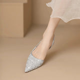 KYLETHOMASW  -  Pointed-toe Stiletto Heels Women's Sequins Cloth Spring and Summer New Straight Buckle Banquet Shoes Single Shoes