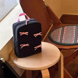 KYLETHOMASW  -  Pink Bowknot Nylon Vertical Makeup Bag Pencil Case Partitioned Bow Cosmetic Bag Waterproof Makeup Brush Storage