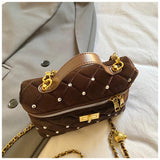 KYLETHOMASW  -  Velvet Diamond Grid Chain Bag Women's High-End Fashion Mini Shoulder Box Bag Urban Simple Style PU Material Daily Match