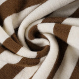 KYLETHOMASW  -  Sweet Slim Casual U Neck Long Sleeve Striped Contrast Color Pullover Knitted Pullovers