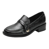 KYLETHOMASW  -  Women's Cow Leather Metal Buckle Slip On Flat Shoes 2025 High Quality Comfortable Loafers Casual Versatile Daily Famale Shoes