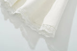 KYLETHOMASW  -  Holiday Front Cross Lacing up Bandage Bow Zipper Waist Mini Skirt Women White Spliced Lace Hem Ruched Swing A-lined Skirts Black