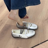KYLETHOMASW  -  Retro multi-color sports shoes, ballet shoes with elastic bands, round toe, flat bottom, shallow opening Mary Jane style women's