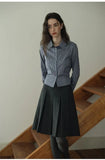 KYLETHOMASW  -  French Style Ruched Vintage Literary Skirt Pleated High Waist All-match Mujer Faldas Slim A-line Preppy Style Casual Solid Falda