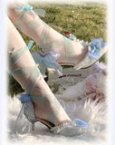 KYLETHOMASW  -  Japanese Original Gorgeous Flower Wedding Cla Series Lolita Bow Ribbon Sandals Sweet Elegant Gentle Summer High Heels for Women