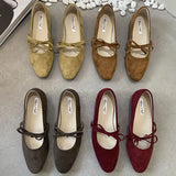 KYLETHOMASW  -  Women Flats Mary Jane Shoes Round Toe Elegant Dress Flat Shoes Soft Flat Heel Ballerinas Shoes Mujer New Woman Shoes