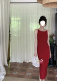 KYLETHOMASW  -  Elegant High Waist Slit One Shoulder Women's Dress Stylish A-Line Skirt Cotton Blend Sleeveless Midi Dress for Middle-Aged Women