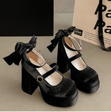 KYLETHOMASW  -  Night Club Platform Women Lolita Pumps Fashion Butterfly-knot High Heel Shoes New Spring Autumn Ladies Stripper Party Shoes
