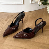 KYLETHOMASW  -  Street Style Buckle Strap Women Pumps Sexy Thin High Heels Pointed Toe Wedding Banquet Mule Shoes Zapatillas De Mujer