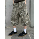 KYLETHOMASW  -  Women American Vintage Leopard 2000s Jorts Denim Shorts Japanese Harajuku Jean Cargo Pants Kpop Y2k Grunge High Street
