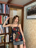 Kylethomasw Vintage Floral Print Camisole Shirt Women Summer Fashion Beautiful Blouses Female Vacation Style Elastic Tank Tops Chic