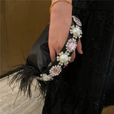 KYLETHOMASW  -  Fashionable Pearl Embedded Diamond Satin Handbag Women's New Square Bag Evening Dress Bag Small Crowd Design