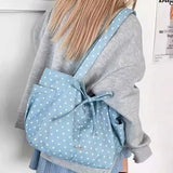 KYLETHOMASW  -  Y2k Aesthetic Star Print Canvas Tote Bag for Women New Style Casual Underarm Bag Office Lady Fashion Chic Shoulder Handbags