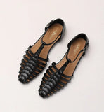 KYLETHOMASW  -  Flat Sandals Women's French Retro Roman Sandals Women's Summer Outer Wear Flat-soled Bag Head Hollow Woven Pig Cage Shoes Women