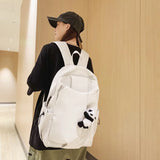 Kylethomasw Cute Panda Pendant Women Man Backpack Pu Leather Men's Backpacks Girl Black White Back Pack Laptop Bag Large Capacity Travel Bag