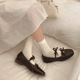 KYLETHOMASW  -  Elegant Bow Decoration Square Toe Shallow Mouth Single Shoes for Women Autumn Vintage Versatile Coarse Heel Mary Jane Shoes
