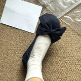 KYLETHOMASW  -  Women's Denim Bow Ballet Flats Round Toe Slip on Flat Shoes Casual Daily Korean Fashion Soft Sole Walking Shoes Zapatos De Mujer