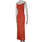 KYLETHOMASW  -  Women's Dresses Spring Summer New Streetwear Fashion Chain Split Maxi Dresses Solid Sexy Backless Sleeveless Lady Dress Clothing