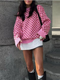 KYLETHOMASW  -  Winter Women Casual Pullover Sweater Fashion Strawberry Embroidery Contrasting Color Cute Long Sleeved Women's Knitted Sweater