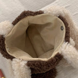 KYLETHOMASW  -  Cartoon Lamb Wool Women Winter Shoulder Bags Patchwork Kawaii Bear Handbags Y2k Aesthetic Chic Women Sweet Cute Handbags Fashion