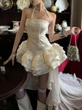 KYLETHOMASW  -  Summer French Sweet Sexy Elegant Evening Dress Women Chic Y2k Strapless Birthday Party Dress Harajuku Fairy Princess Outfits New