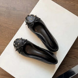 KYLETHOMASW  -  Star Rivet Bow Round Toe Ballet Women's Flats and Loafers, Soft Leather Comfortable Daily Flats,Sweet Cute Trend Sapato Feminino