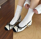 KYLETHOMASW  -  Chunky Low Heels Mary Janes Women Pink/Silver Patchwork High Heels Ballets Shoes Ladies Dance Bridesmade Wedding Ballerinas