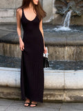 KYLETHOMASW  -  Elegant Women's Knit Dress Fashion Ribbed Sleeveless Beach Vacation Maxi Dress Summer New Party Women's Casual Dress