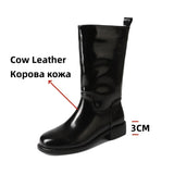 KYLETHOMASW  -  Winter Women Patent Leather Mid-calf Boots Fashion Ladies Elegant High Heels Short Booties Casual Women's Knight Booties