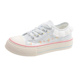 KYLETHOMASW  -  New Versatile Low-Top Soft-Soled Casual Sneakers Summer Polka Dot Lace Breathable Thick-Soled Canvas Shoes for Women