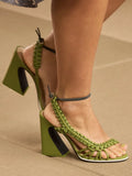 KYLETHOMASW  -  European and American Summer Women's Coarse High-heeled Woven Sandals Fashion Runway Plus Women's Sandals