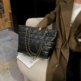 Kylethomasw Large Capacity Single Shoulder Tote Embroidered Wire Diamond Lattice Handbag Fashion Texture Chain Hand Bags