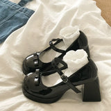 KYLETHOMASW  -  New Spring Thick Heel Women Mary Jane Shoes Ladies Fashion Outdoor Butterfly-knot Shoes Women's Elegant Wedding Party Pumps