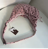 KYLETHOMASW  -  Streetwear Polka Dot Office Lady Shoulder Bag Women Canvas Drawstring Pleated Hobo Bags Y2k Aesthetic Handbags Crossbody Korean