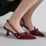 KYLETHOMASW  -  Summer new women fashion sexy luxury brand punk goth pointed heels ladies sling-off heel sandals large size 42