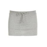 KYLETHOMASW  -  Women's basic solid color low waist elastic drawstring A-line hip bag skirt side slit spicy girl casual sports pants skirt