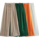 KYLETHOMASW  -  Pantalon Femme Trousers Women Summer French Minimalist Pants Women Loose Fitting Casual Drawstring Wide Leg Pants