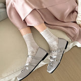 KYLETHOMASW  -  Summer Butterfly-knot Flat Mary Jane Women Comfort Soft Sole Ladies Elegnat Square Toe Dress Ballets Shoes