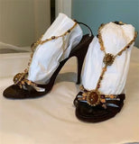 KYLETHOMASW  -  Bohemian Style Fashion Gem Ankle Strap Sandals Women Silk Open Toe Gladiator High Heels Wedding Prom Shoes Zapatos Mujer