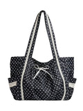 KYLETHOMASW  -  Korean Style Vintage Instagram Polka Dot Bag for Women's Niche Sweet Lace Shoulder Commuting Large Capacity Tote Bags