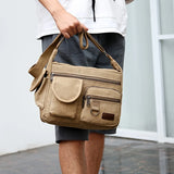 KYLETHOMASW  -  Men High Grade Crossbody Bag Dual Pocket Canvas Shoulder Bag Lightweight Travel Backpack Casual Daily Sling Bag