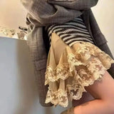 KYLETHOMASW  -  Spring Elegant Lace Patchwork Skirt Women Fashion Asymmetric Mini Skirt Retro Y2k Fairycore Ruffles High Waist Short Skirt 637A