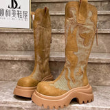 KYLETHOMASW  -  Original Designer Brand Embroidered Thick-soled Knee-length Boots for Women Hot Selling