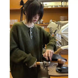 KYLETHOMASW  -  Vintage Knitted Sweater Women O Neck Autumn Winter Fashion Loose Outwear Button Pullover Ladies Fashion Casual Jumper