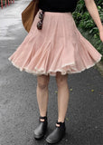 KYLETHOMASW  -  Versatile Summer Pink A-Line Skirt Women High Waist Party Flared Mini Skirt Casual White Lace Trim Boho Skirt 279A