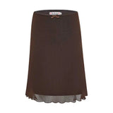 KYLETHOMASW  -  Y2K Lace Mesh Short Skirt Women Retro Solid Color Summer Bag Hip Slimming Coffee Sexy