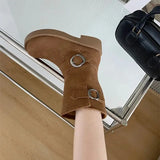 KYLETHOMASW  -  Black Ankle Boots For Woman Round Toe Chunky Heels Short Shoes Comforts Platforms Boots Belt Buckle Fall Shoes Botas De Mujer